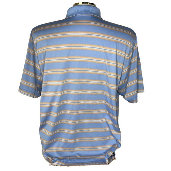 Ashworth Golf Polo Shirt Mens Large Blue Orange Short Sleeves Stripes Size Large - Picture 2 of 9